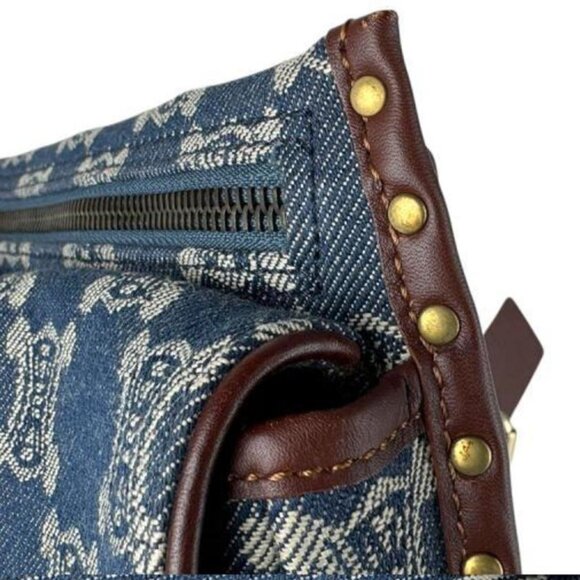 CELINE Waist Bag Paris Macadam Denim Leather Blue x Brown - COA included - Picture 9 of 14